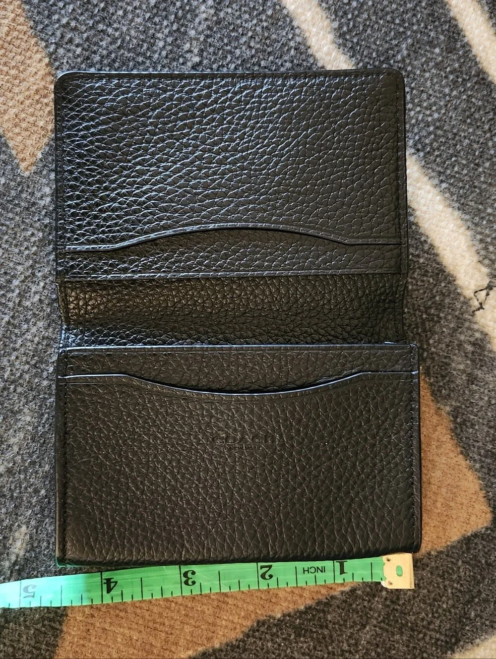 Coach 2021 Black Pebbled Leather Card Case Wallet Cardholder NWOT